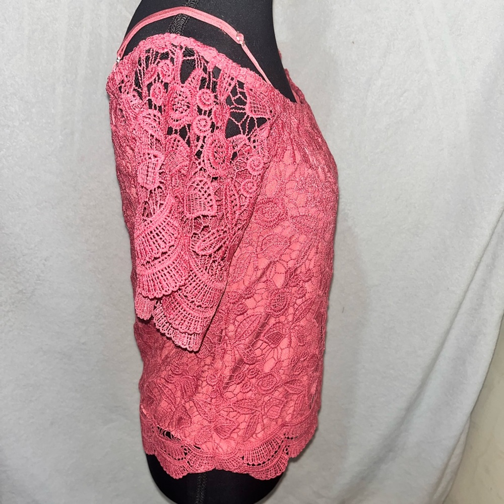 Miss Chievous Lace Off-Shoulder Blouse in Mauve Boho Chic Cottagecore - Picture 6 of 12